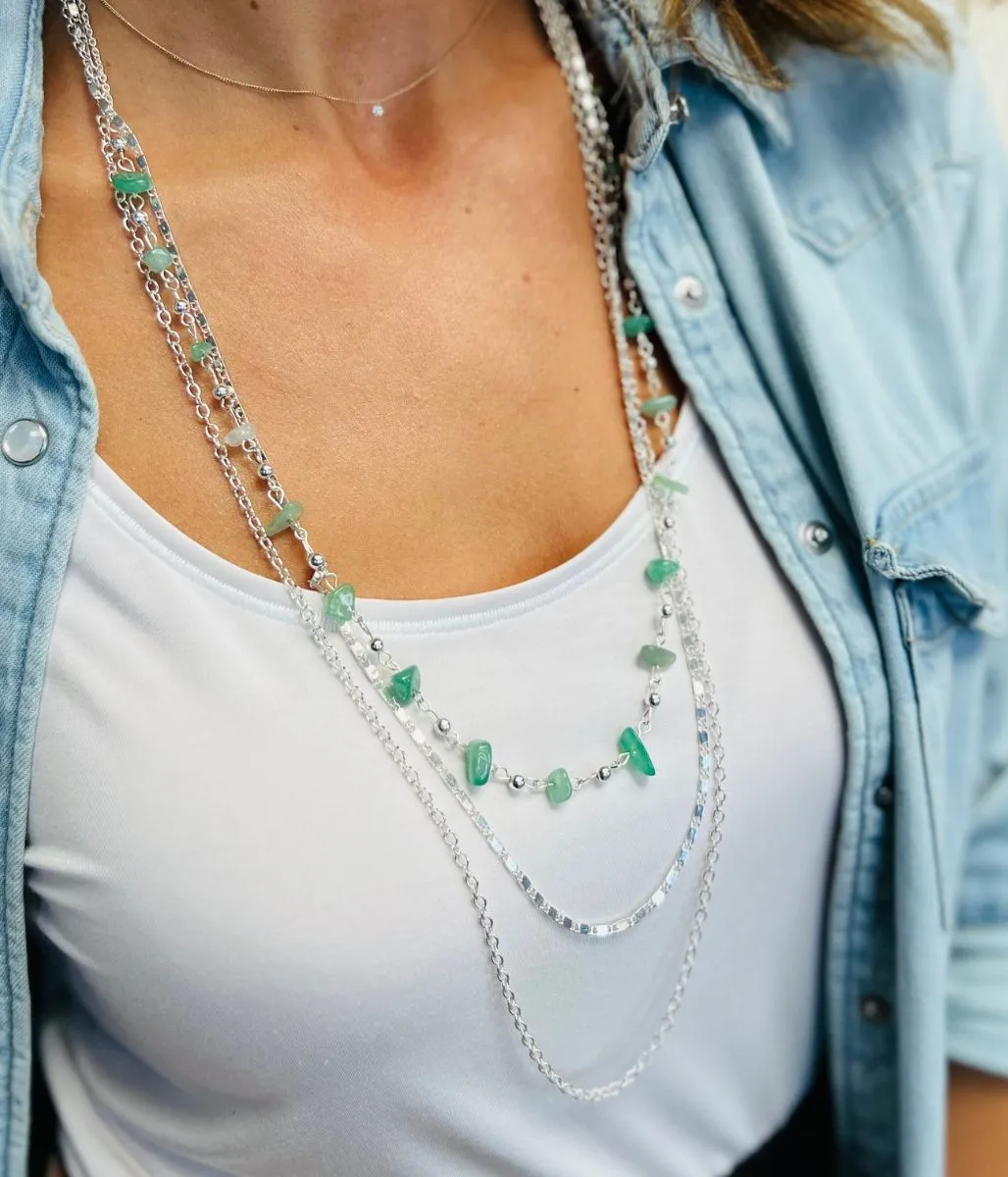 Silver Bead Layer Necklace