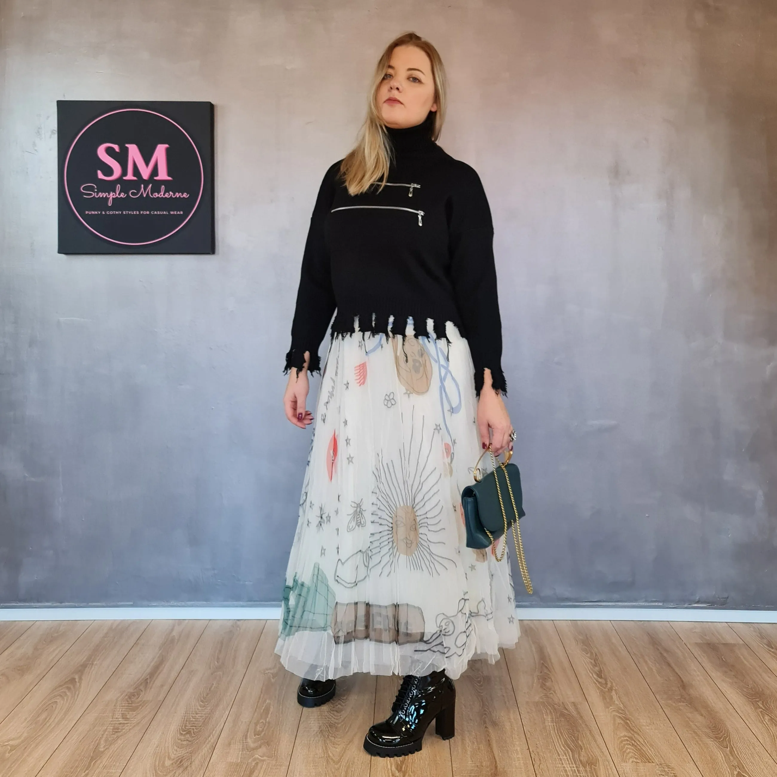 Simple Moderne SauleDu  Layered Tulle Apricot Skirt