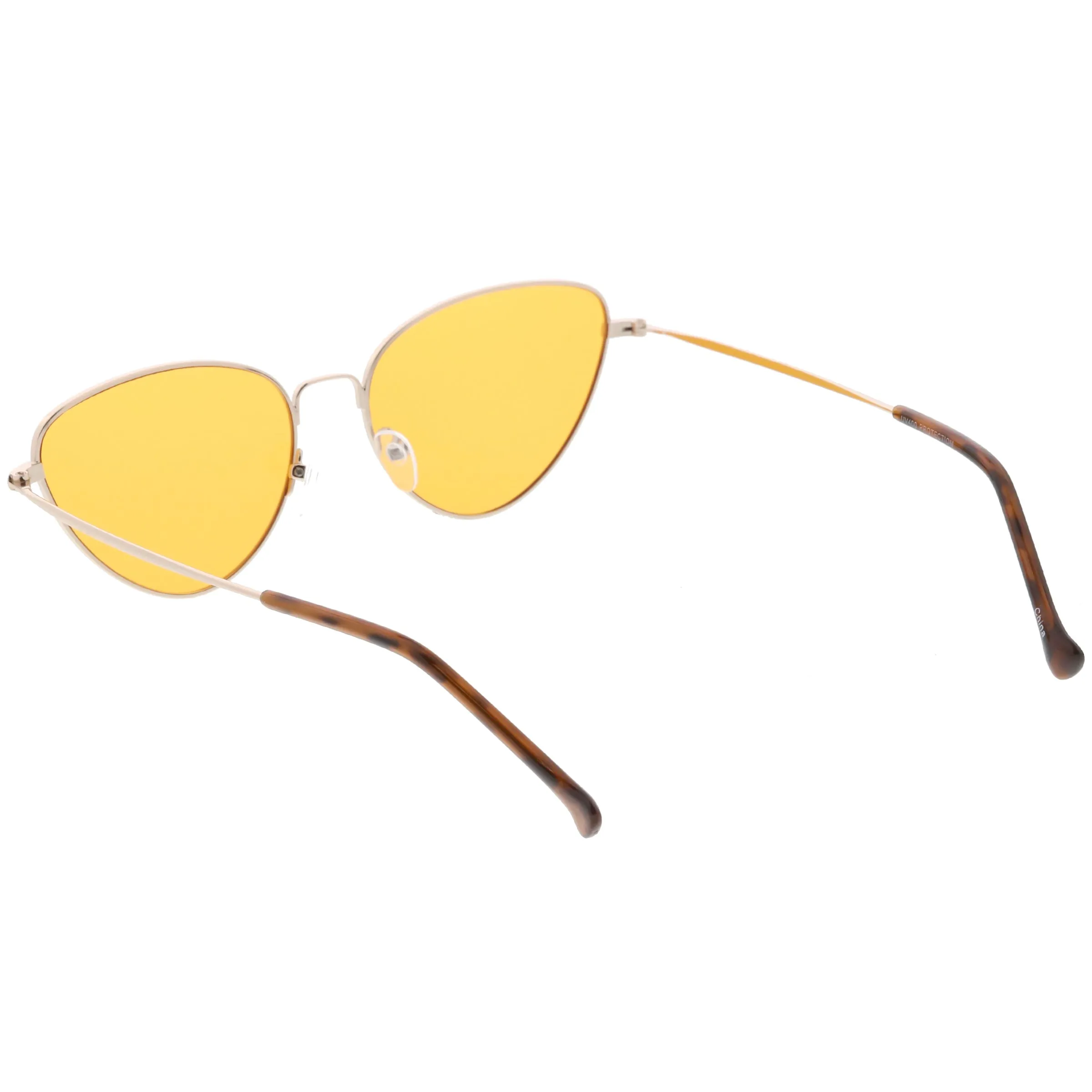 Slim Metal Color Tinted Lens Fashion Cat Eye Sunglasses C602