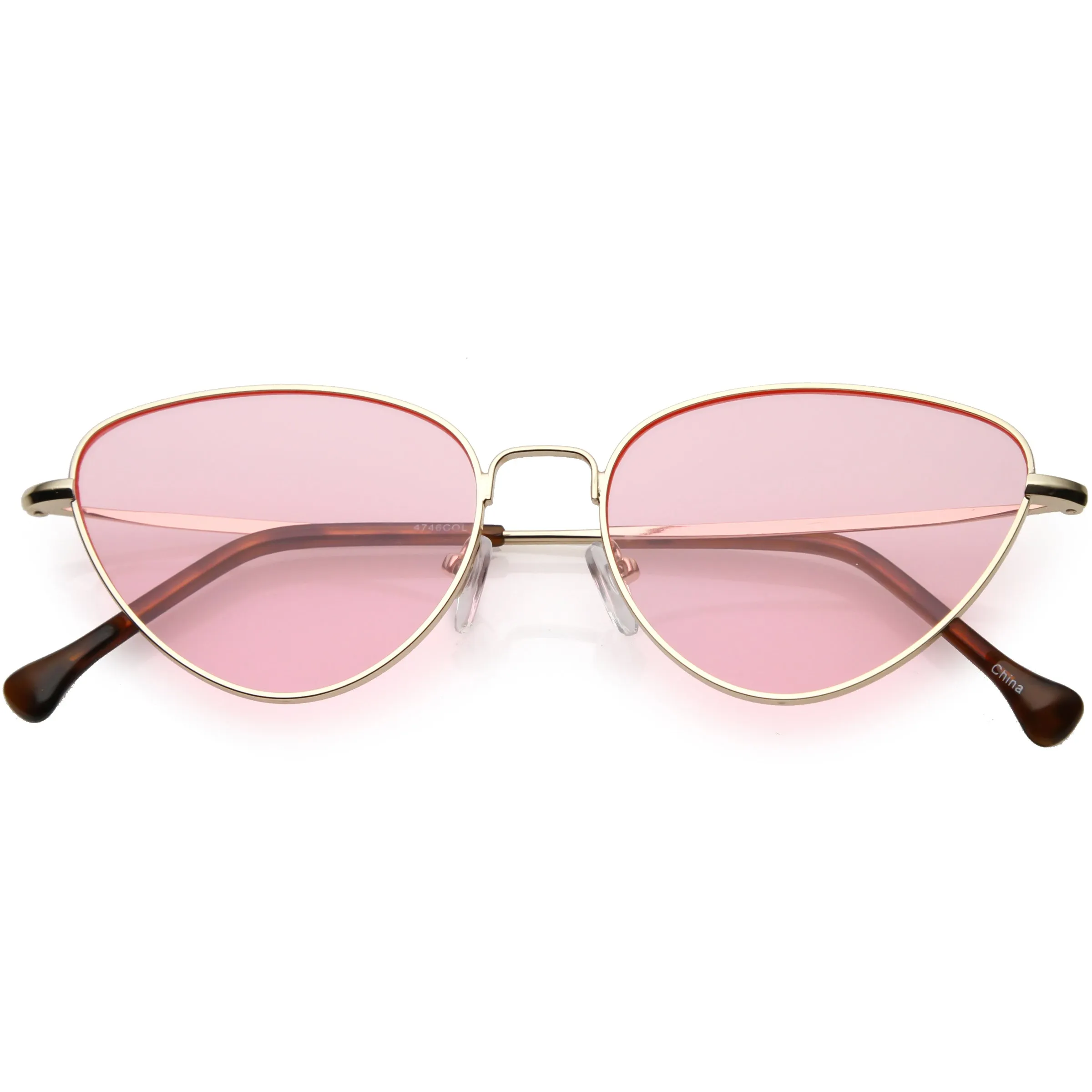 Slim Metal Color Tinted Lens Fashion Cat Eye Sunglasses C602