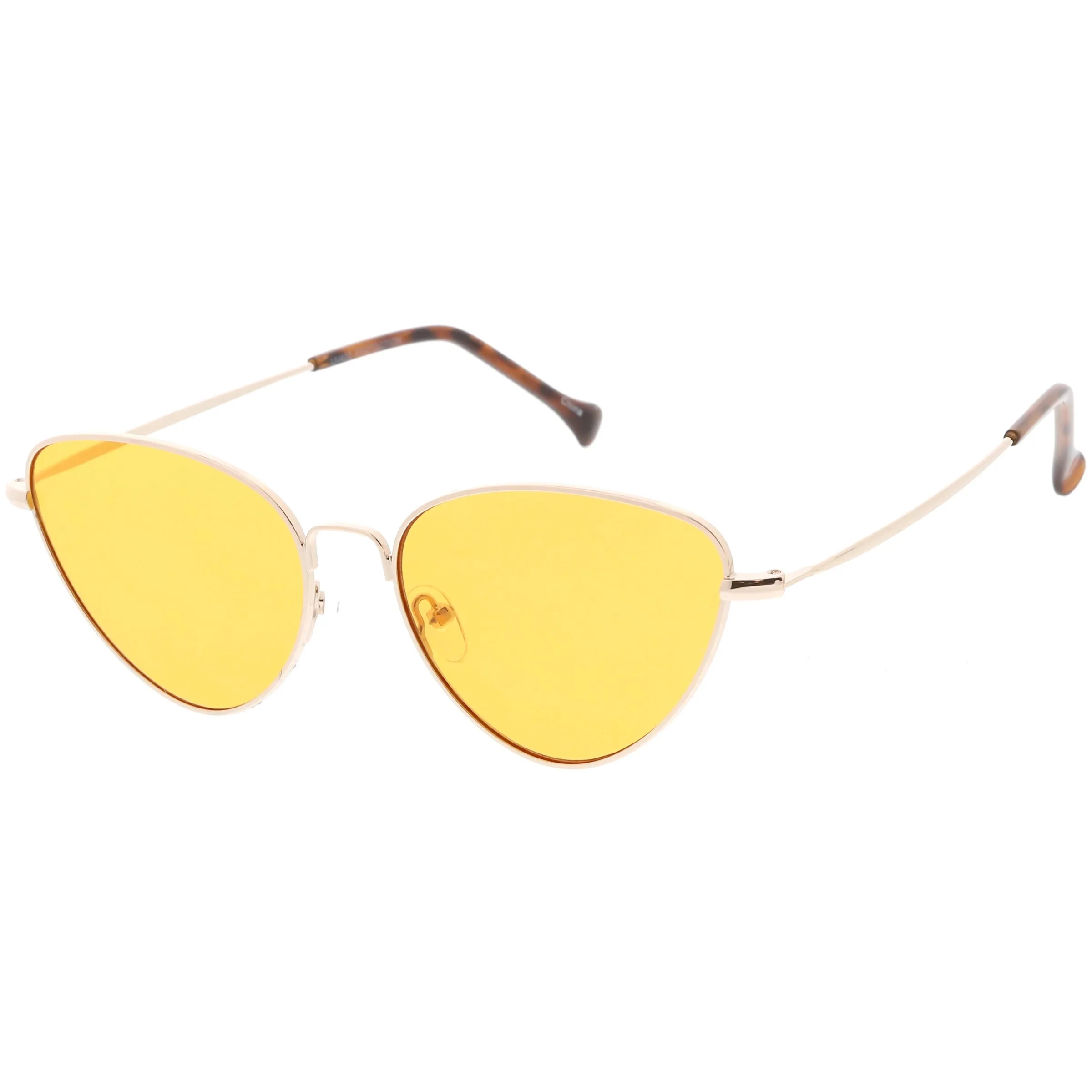 Slim Metal Color Tinted Lens Fashion Cat Eye Sunglasses C602