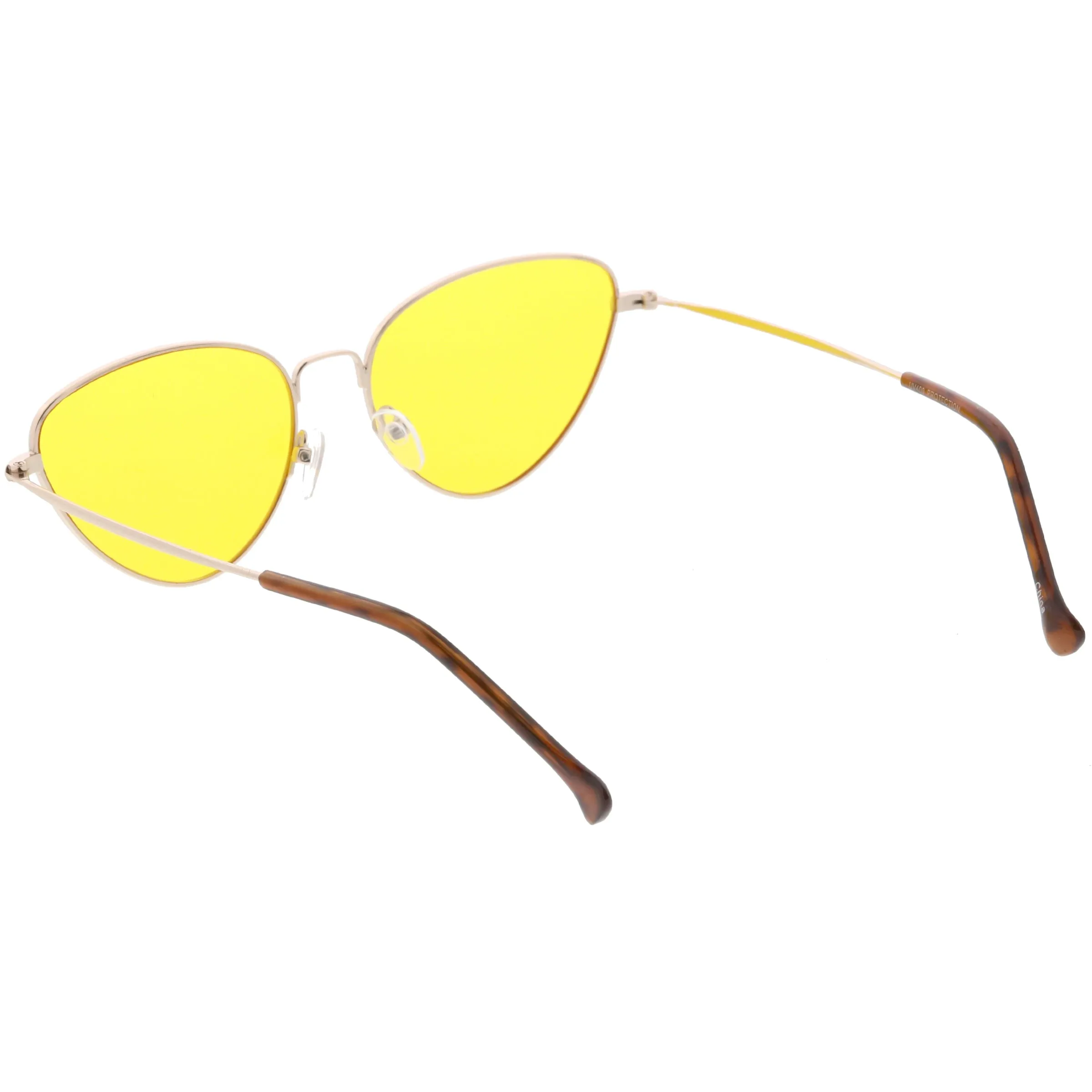 Slim Metal Color Tinted Lens Fashion Cat Eye Sunglasses C602