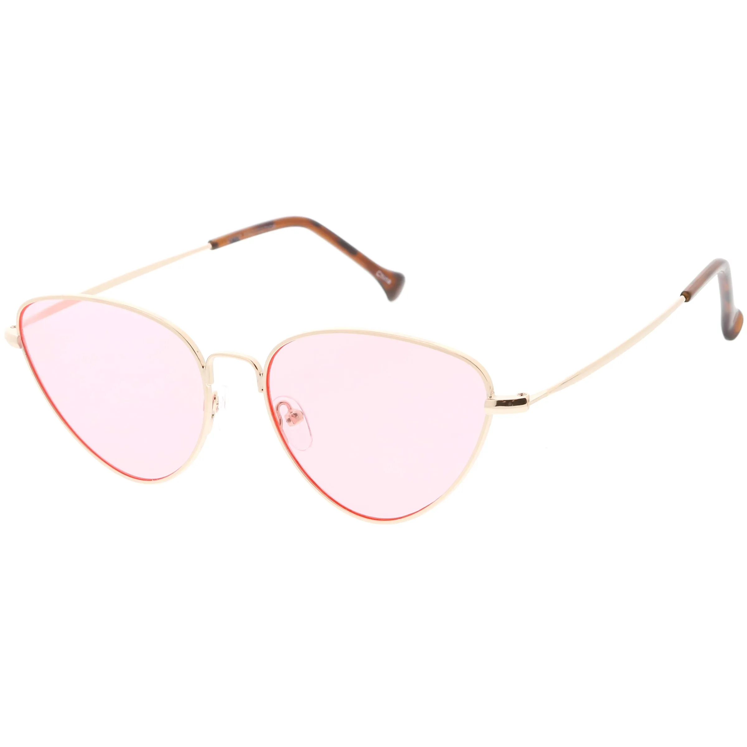 Slim Metal Color Tinted Lens Fashion Cat Eye Sunglasses C602