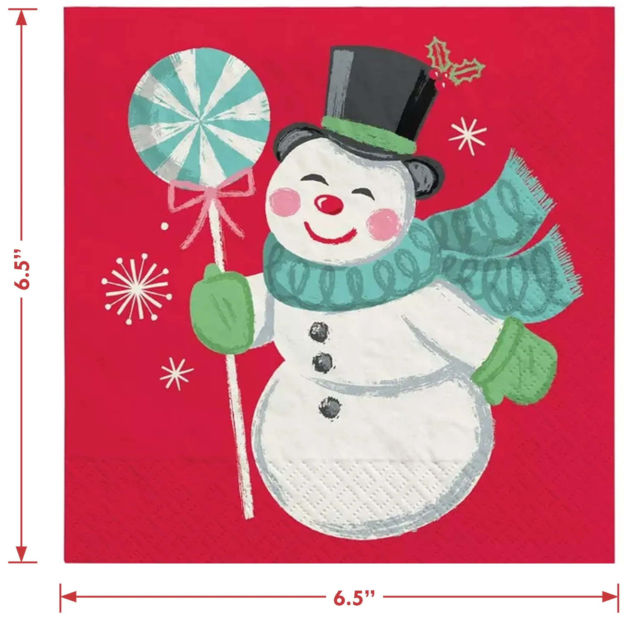 Snowman & Gingerbread Man Peppermint Twist Paper Dinner Plates and Lunch Napkins (Serves 30)