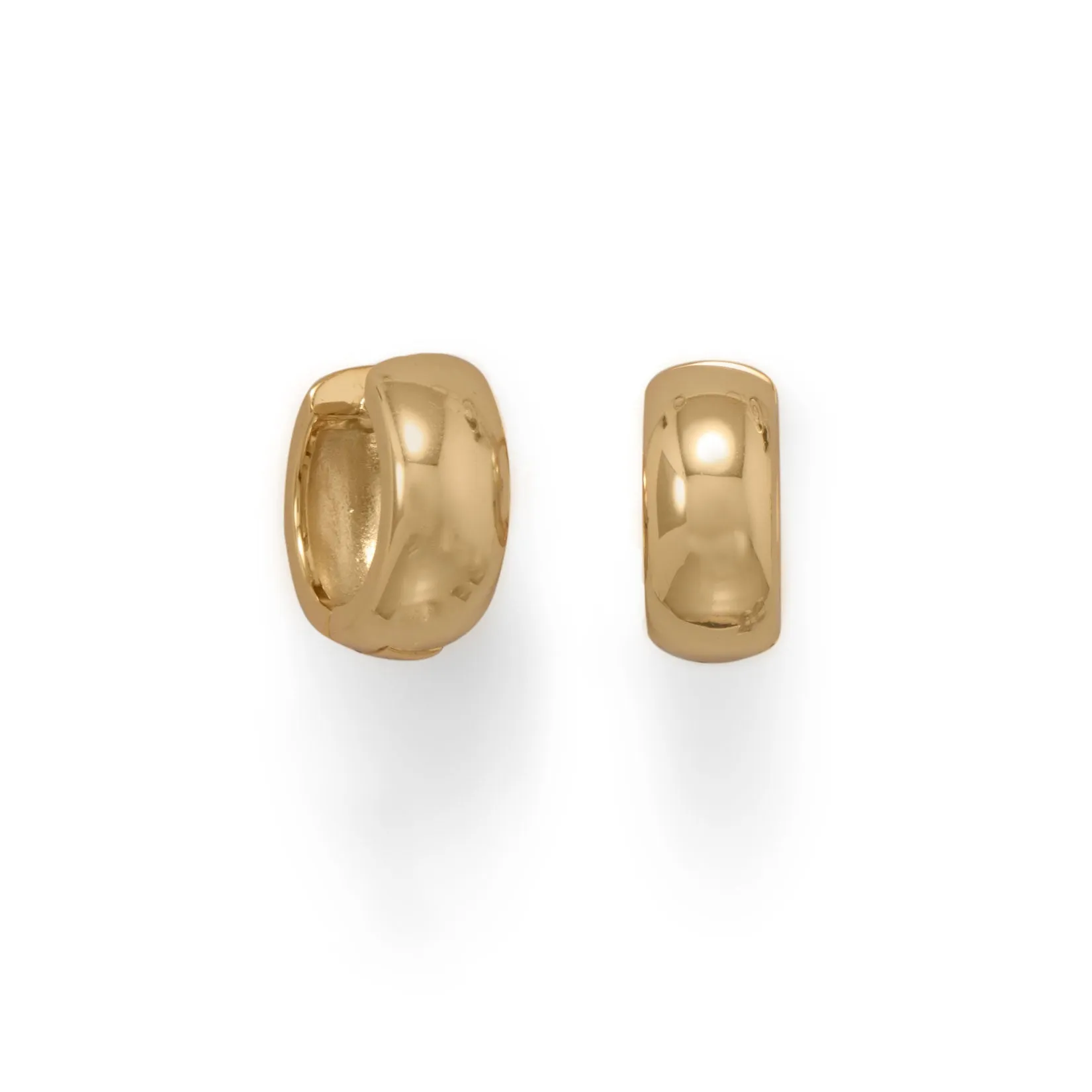 Sterling Silver Gold Plated Wide Huggie Hoop Earrings