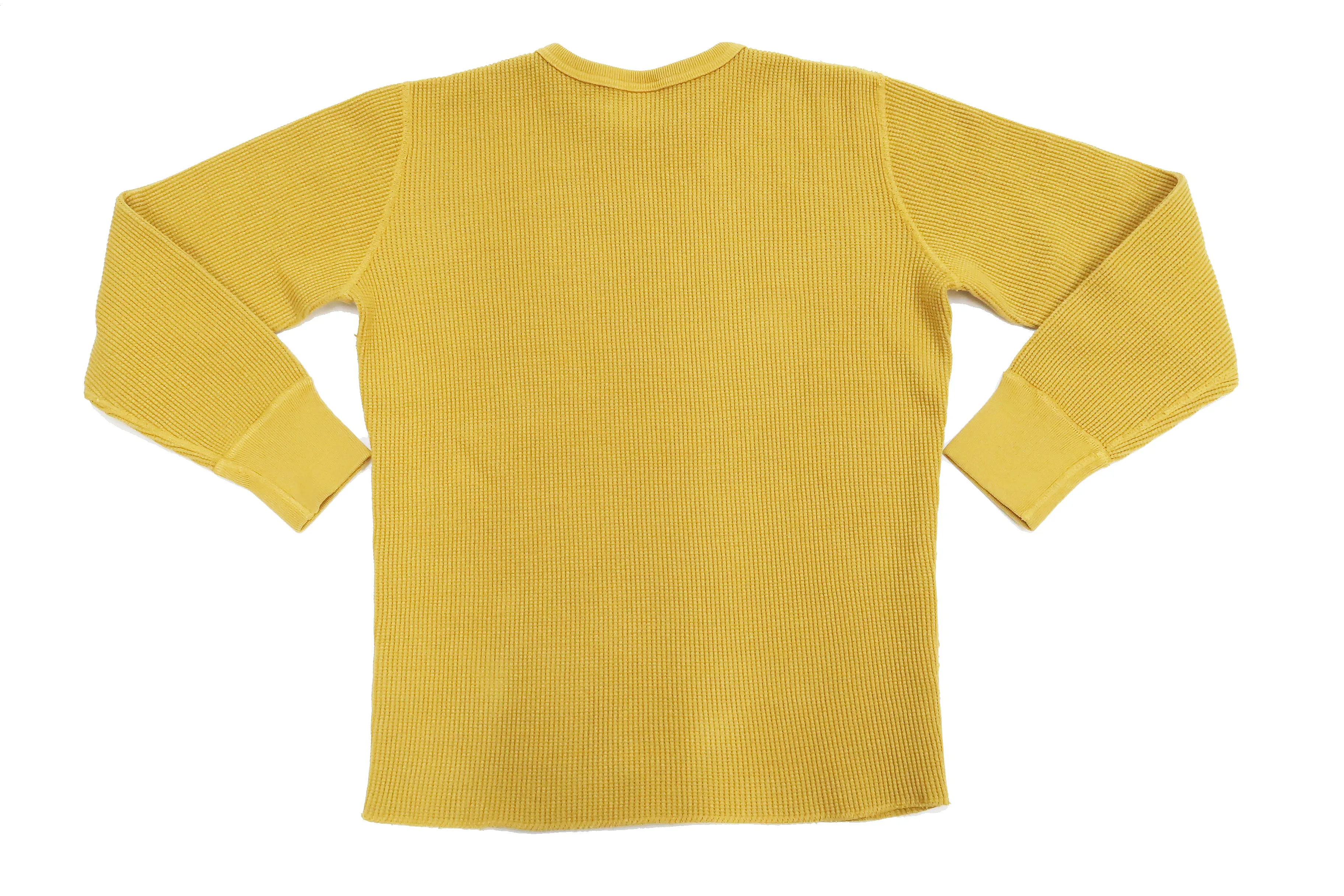 Studio D'artisan Waffle-Knit Thermal T-Shirt Men's Casual Long Sleeve Plain Crew-Neck Heavyweight Thermal Tee 9936 Yellow