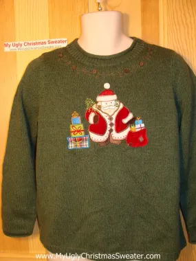 Tacky Ugly Christmas Sweater with Santa and Gifts (f113)