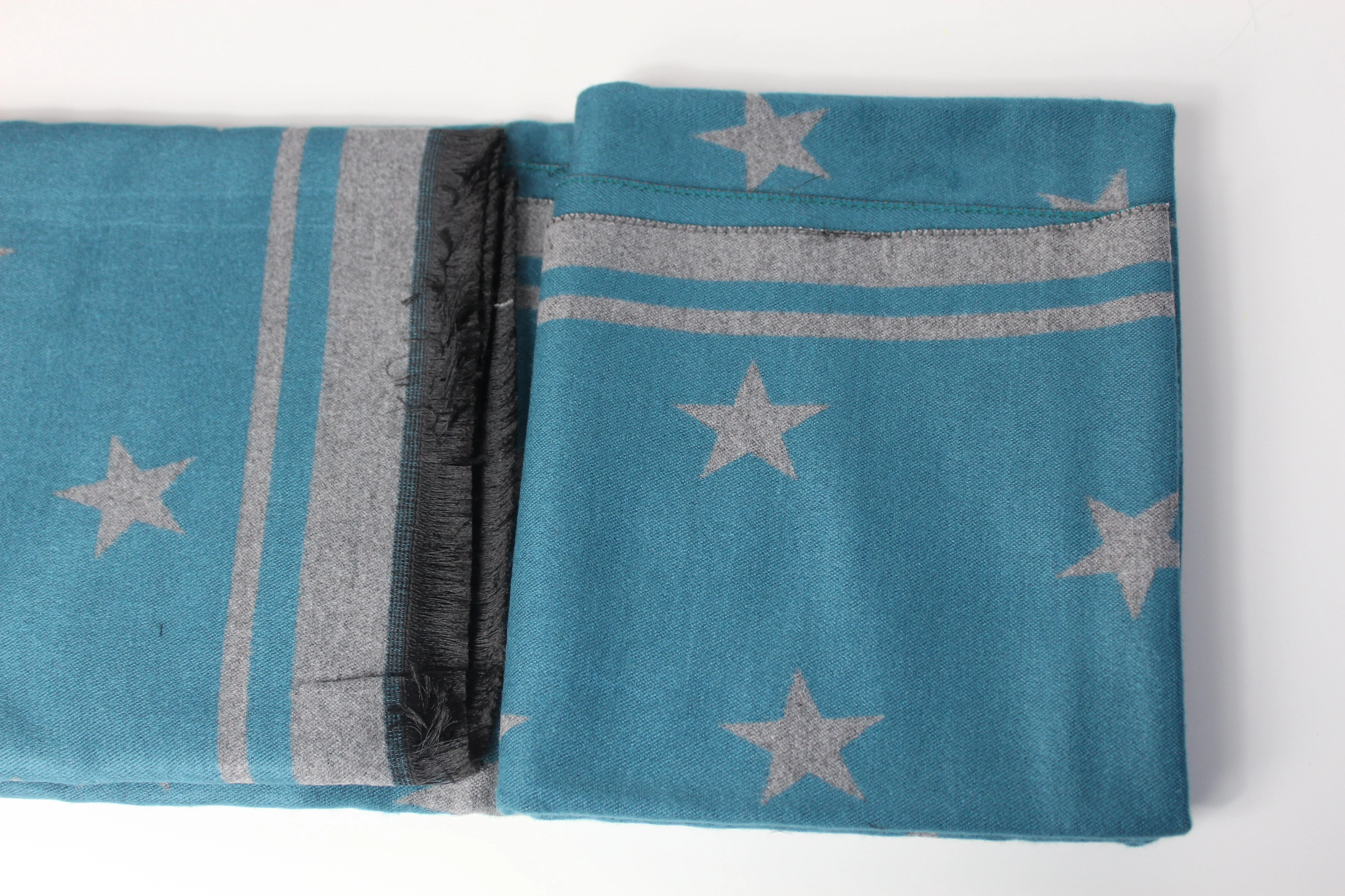 Teal & Grey, Reversible Star Scarf