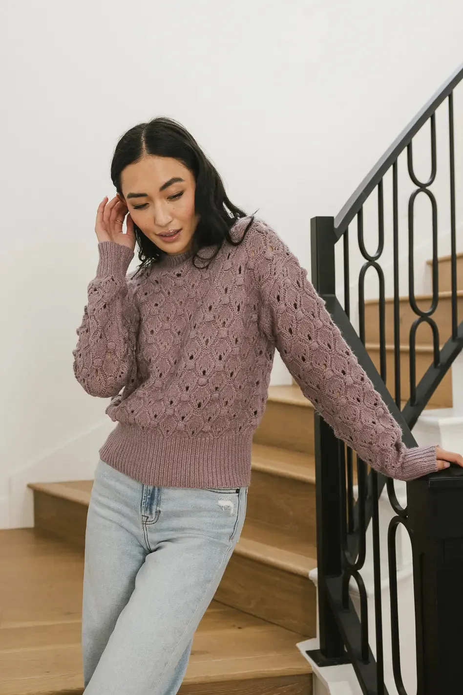 Tessa Pointelle Sweater in Lavender - FINAL SALE