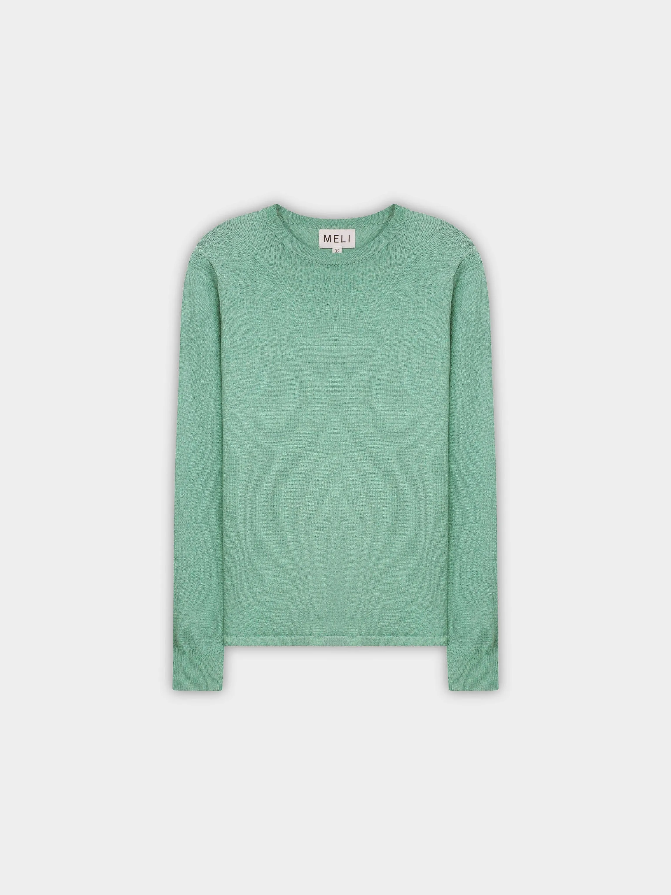 THIN KNIT CREW SWEATER-SAGE