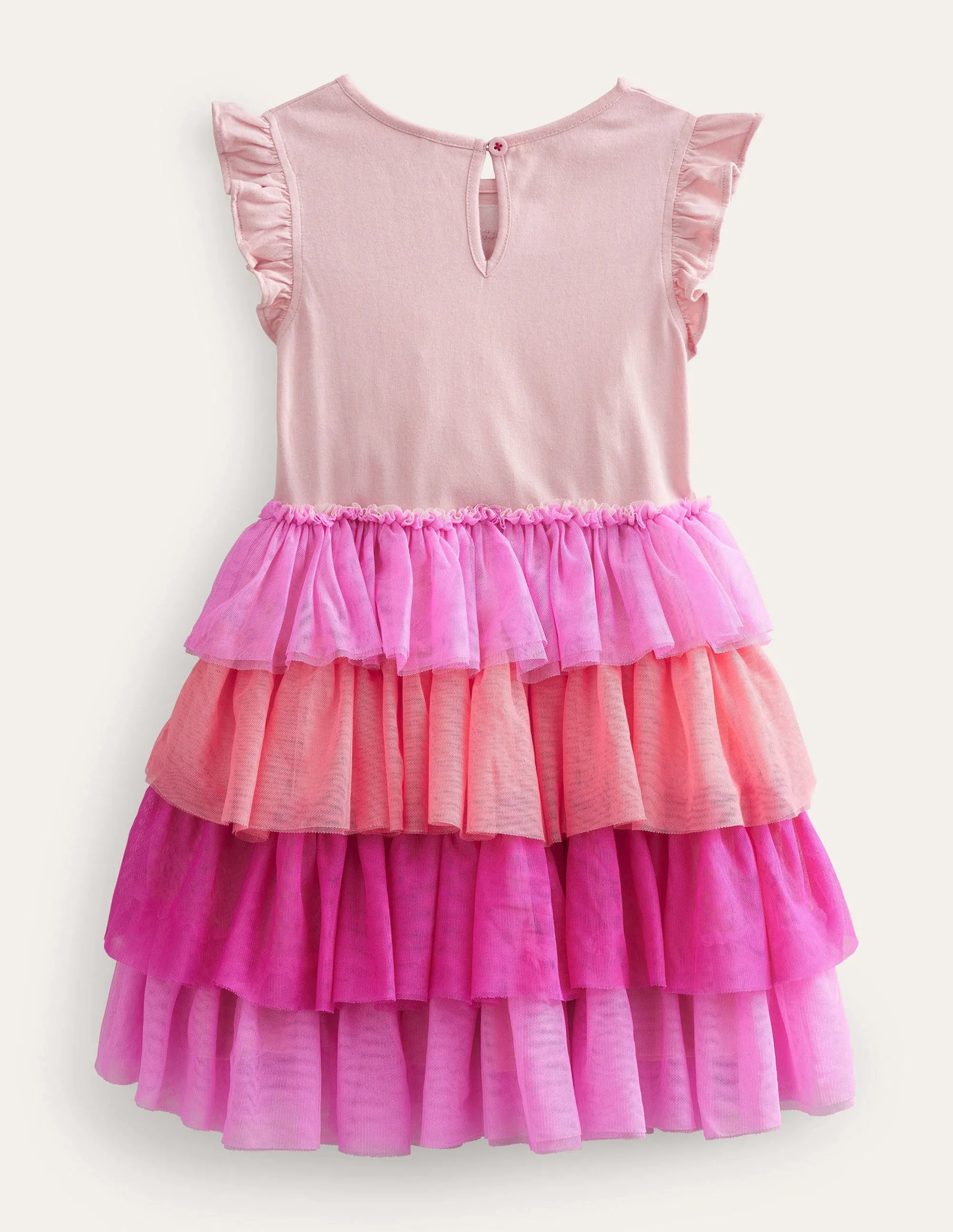 Tulle Layered Logo Dress-Peach Spring Flamingo