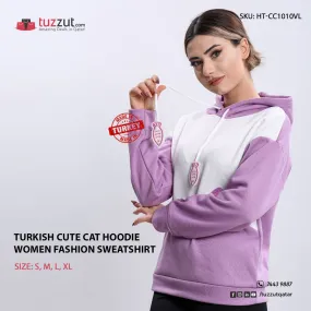 Turkish Cute Cat Hoodie Women Fashion Sweatshirt - Violet