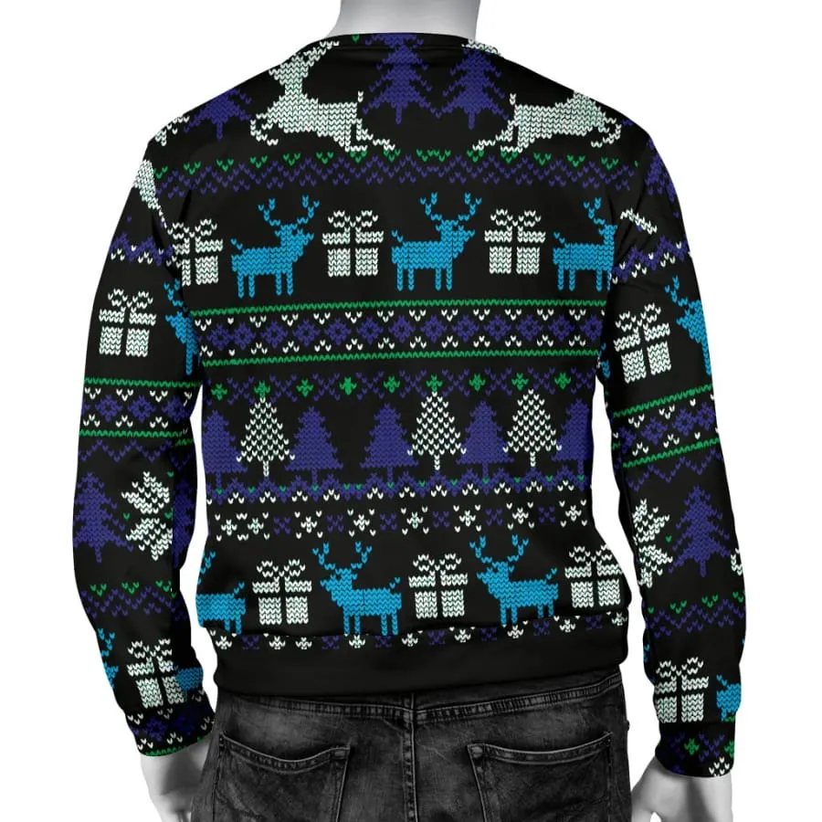 Ugly Christmas Black Purple and Blue Men's Sweater