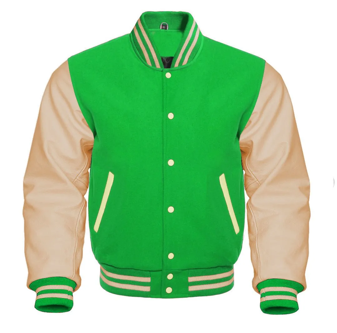 Varsity Jacket Kelly Green - Cream