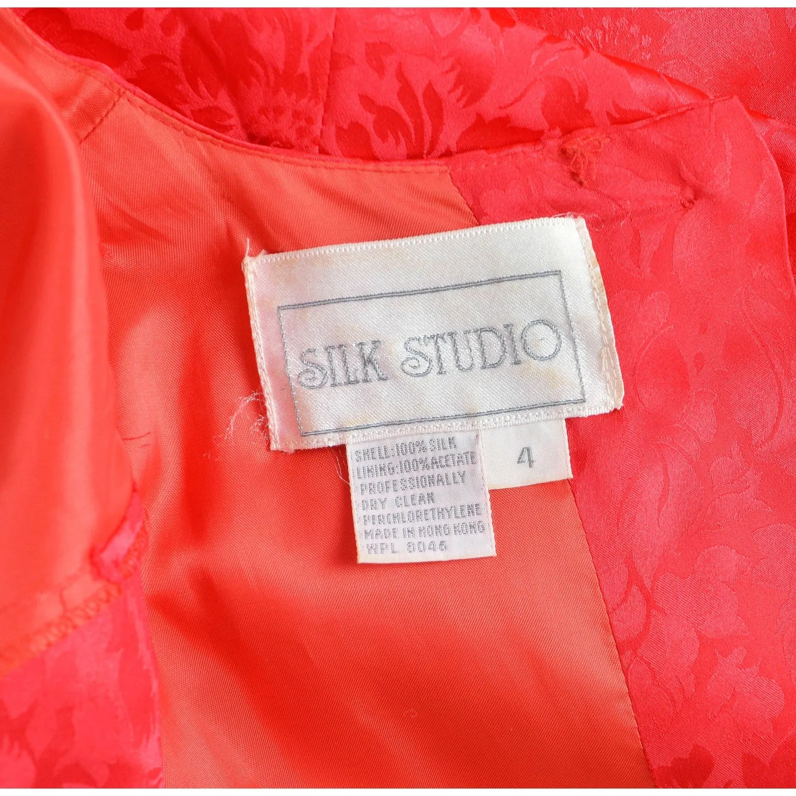 Vintage 80s does 20s Red Silk Drop Waist Midi Length Cocktail Dress size XS