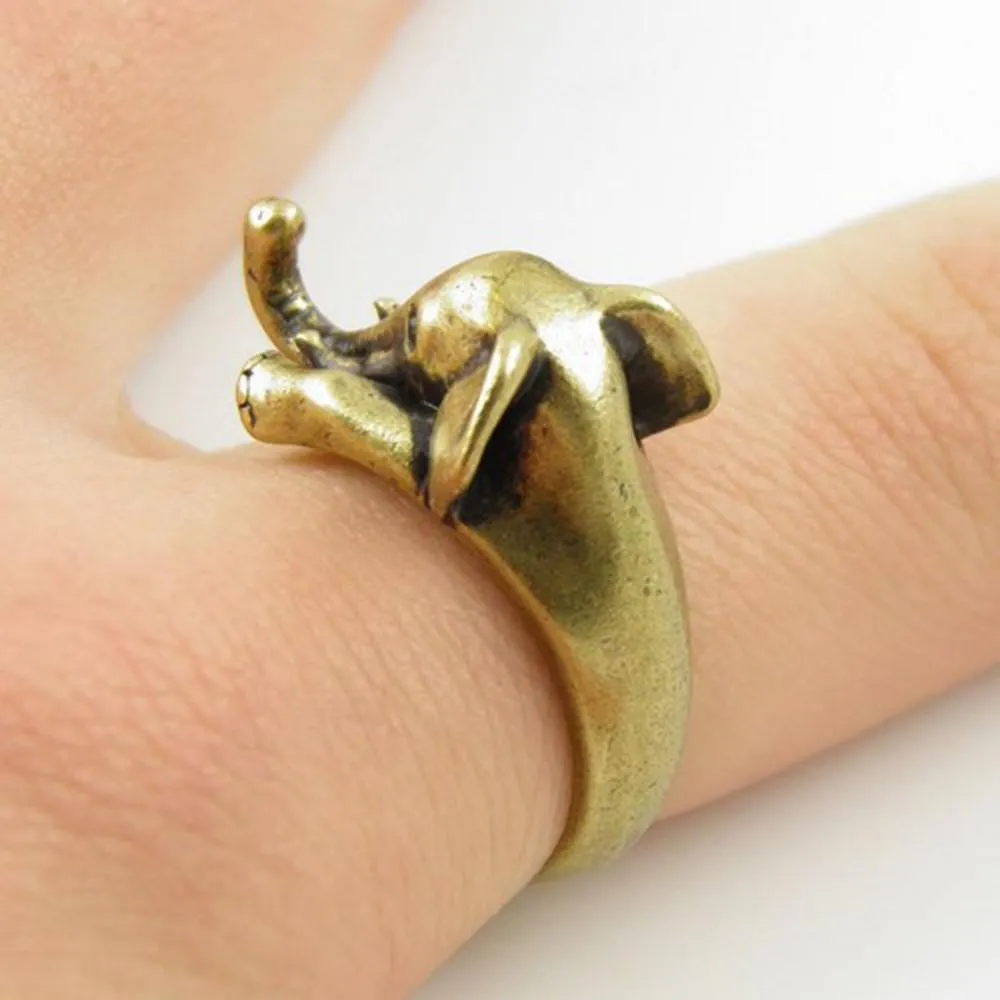 Vintage Boho Chic Mid Finger Elephant Ring