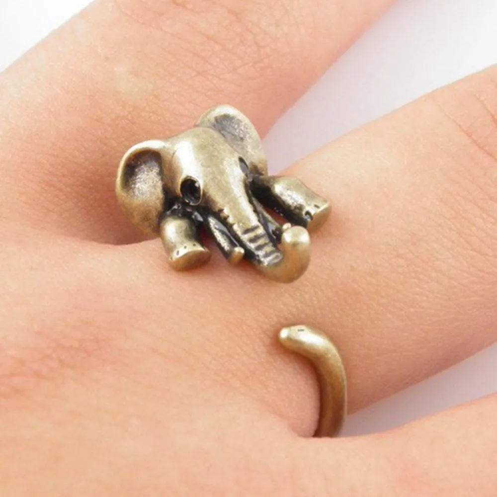 Vintage Boho Chic Mid Finger Elephant Ring