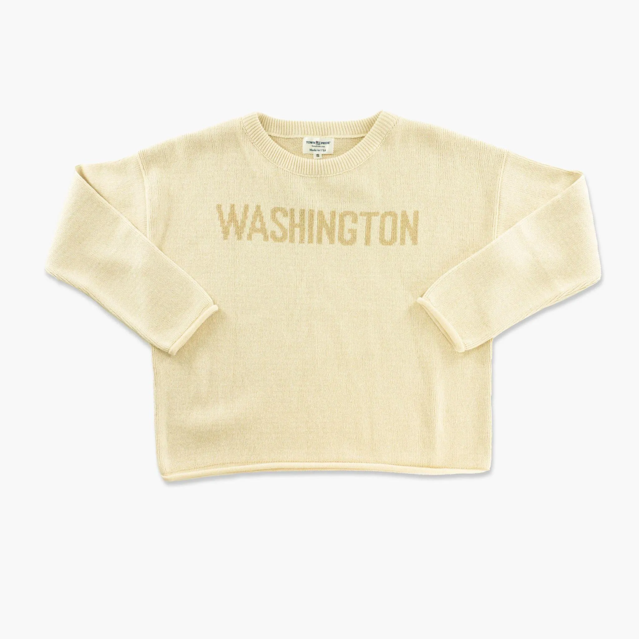 Washington Women's Town Pride Natural/Camel Boxy Wool Sweater