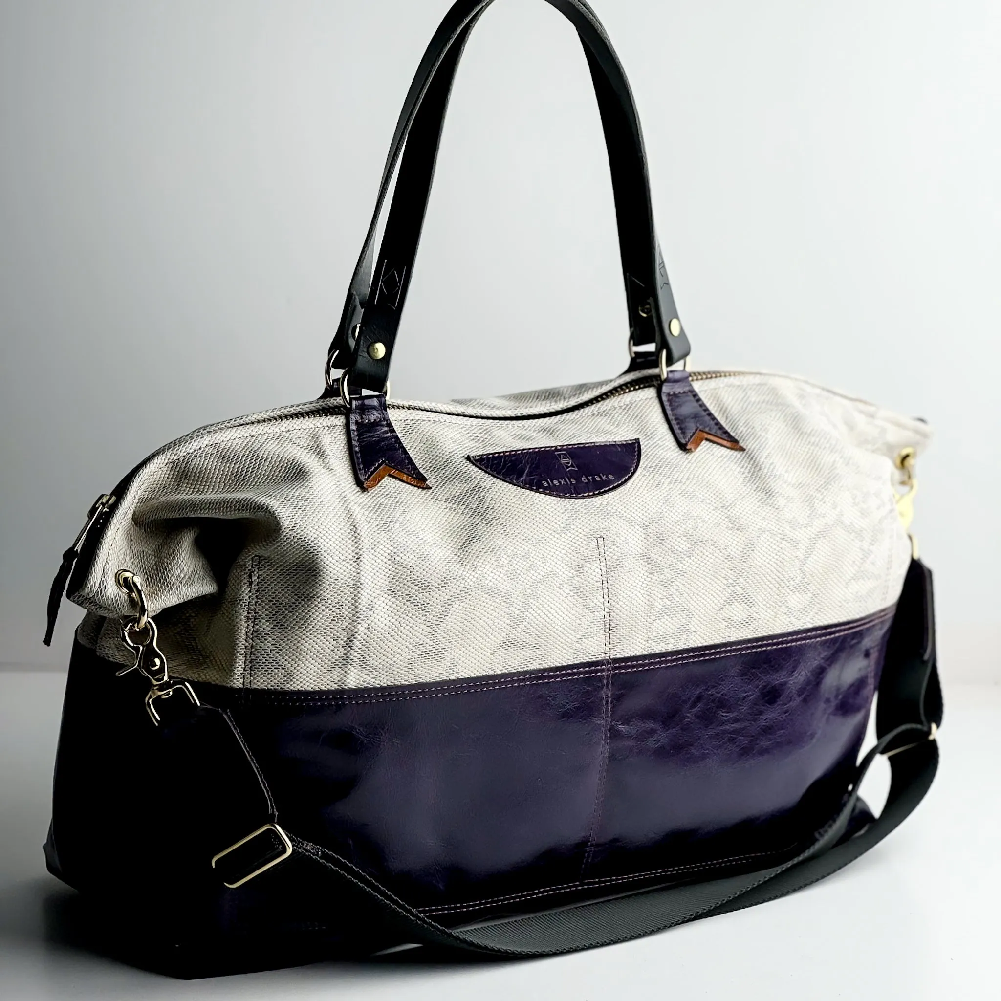 Western Woods Collection | Roundabout Weekender Tote | Winter Python   Elderberry