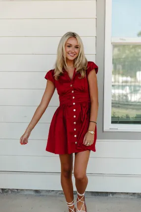 Whitley Mini Dress - Burgundy