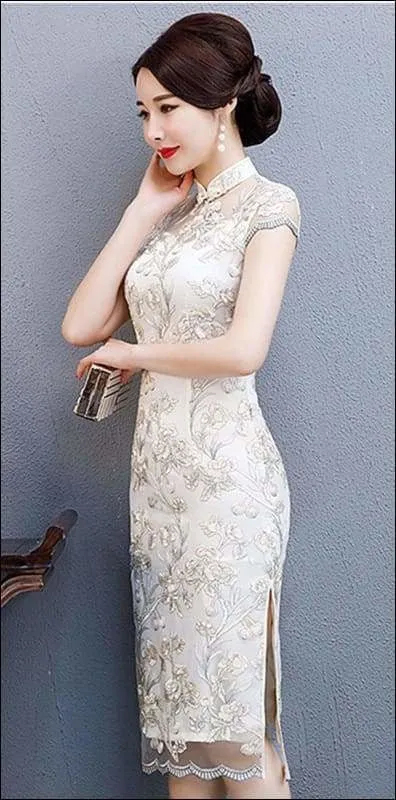 Winnal Floral Lace Cheongsam Dress