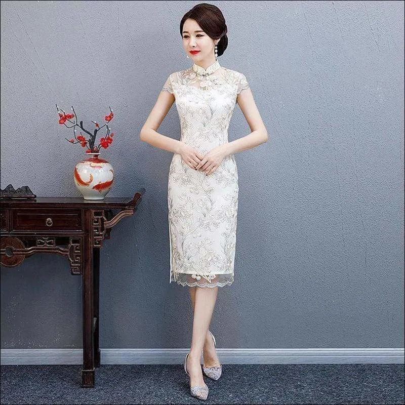 Winnal Floral Lace Cheongsam Dress