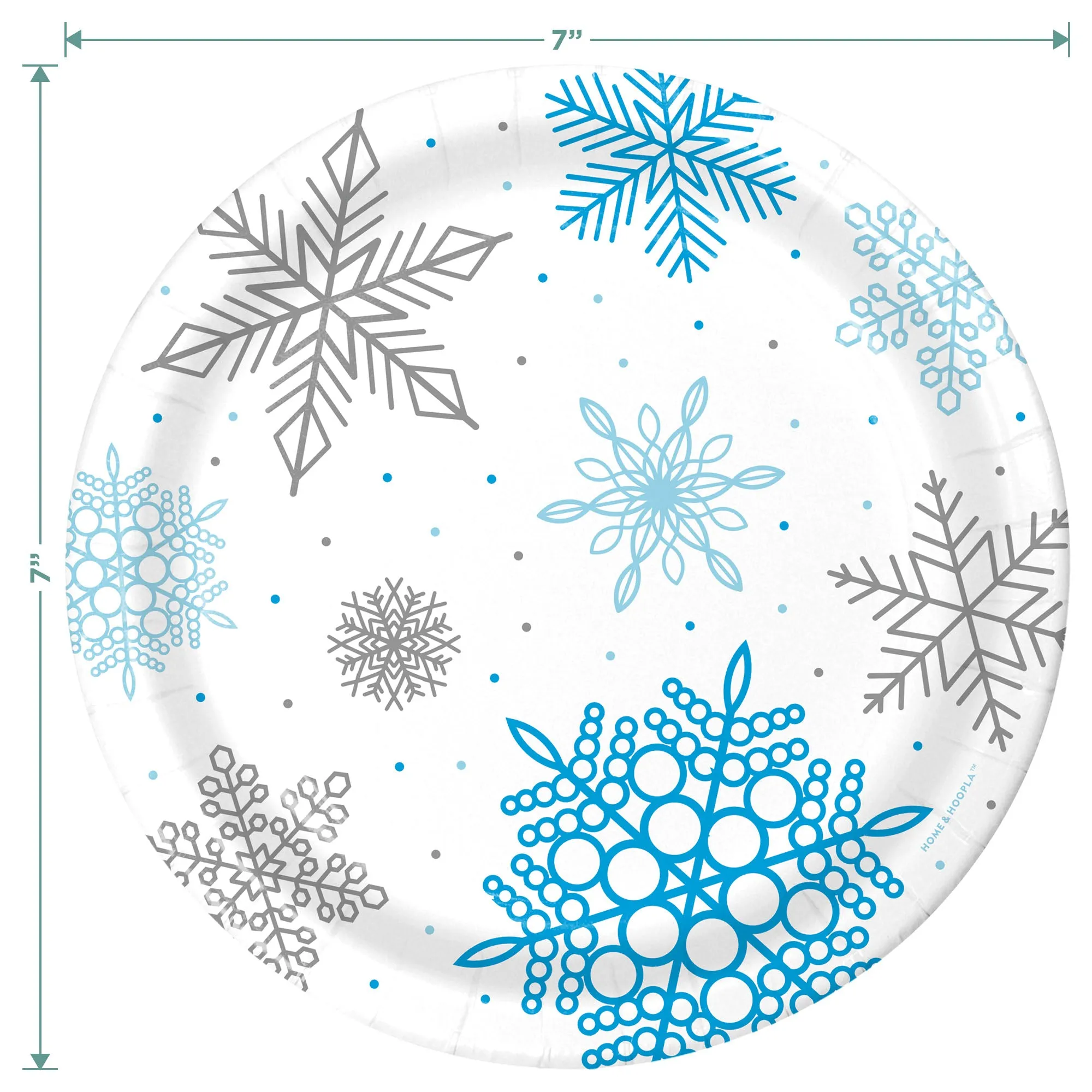 Winter Snowflake Paper Dessert Plates and Luncheon Napkins - Frozen Party Decorations and Snow Princess Party Supplies (Serves 16)