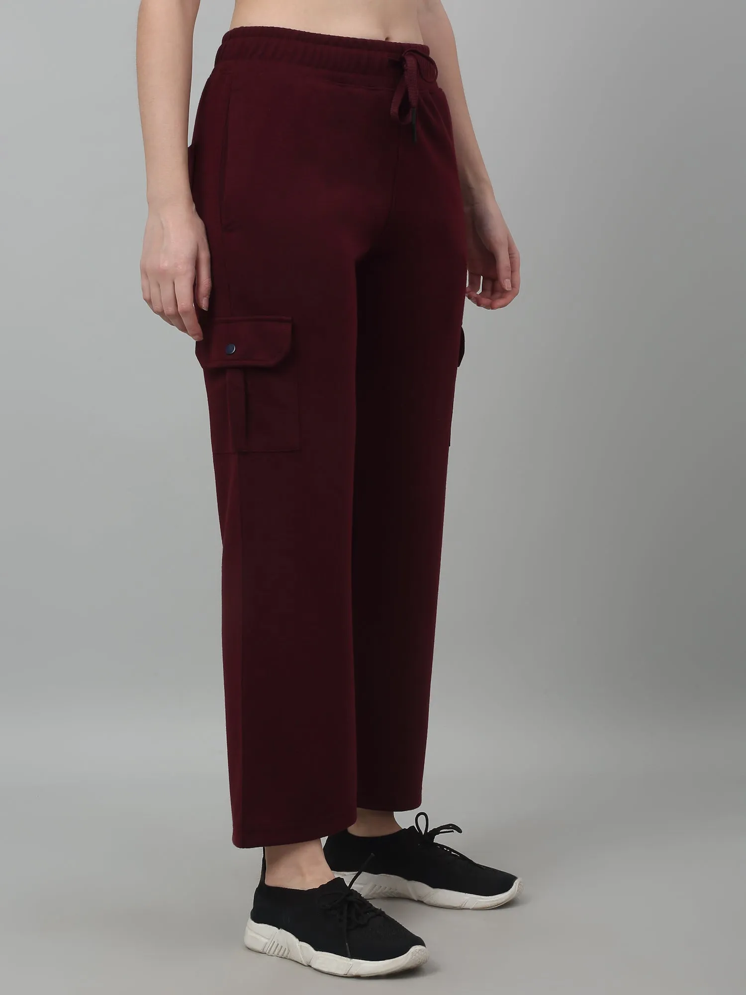 Women's Casual  Maroon Ankle length Mid rise Track Pants