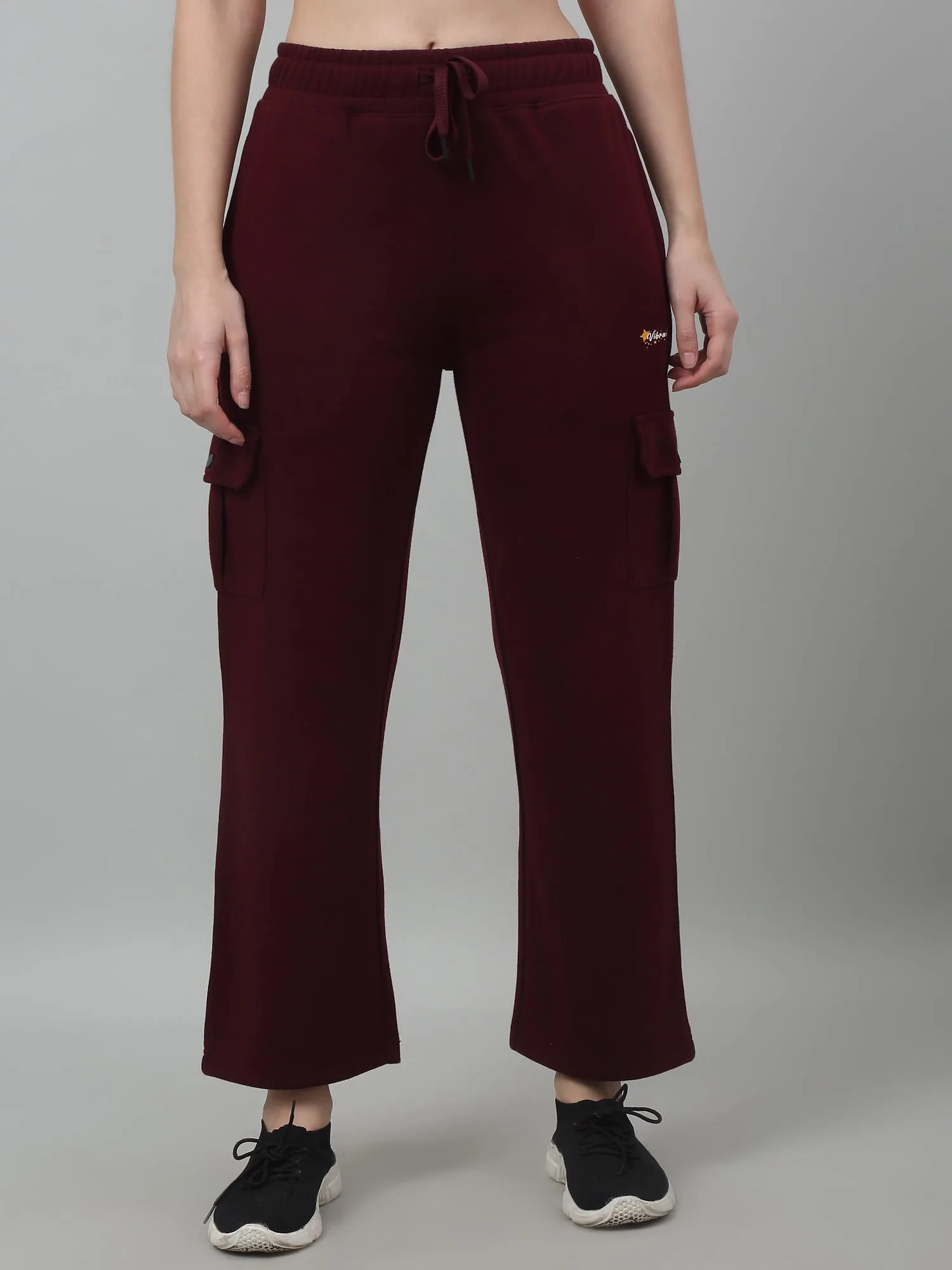 Women's Casual  Maroon Ankle length Mid rise Track Pants