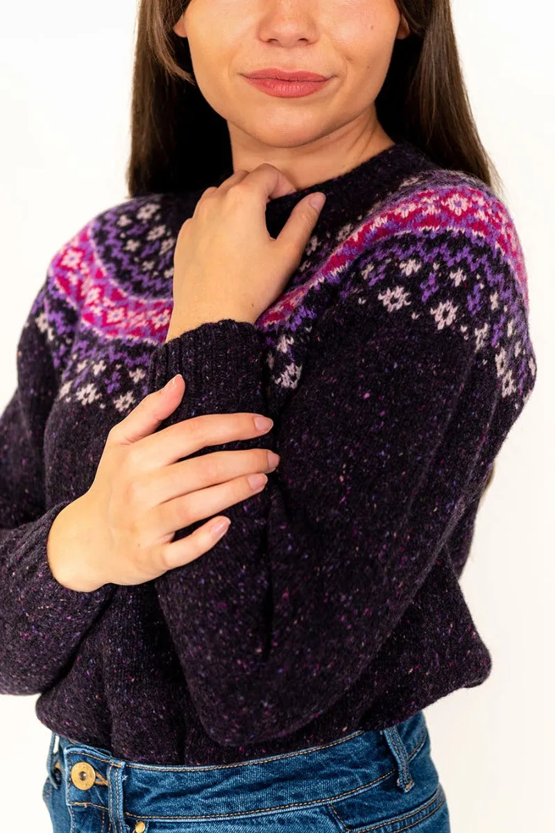 Womens Croft II Yoke Fair Isle Jumper - Purple