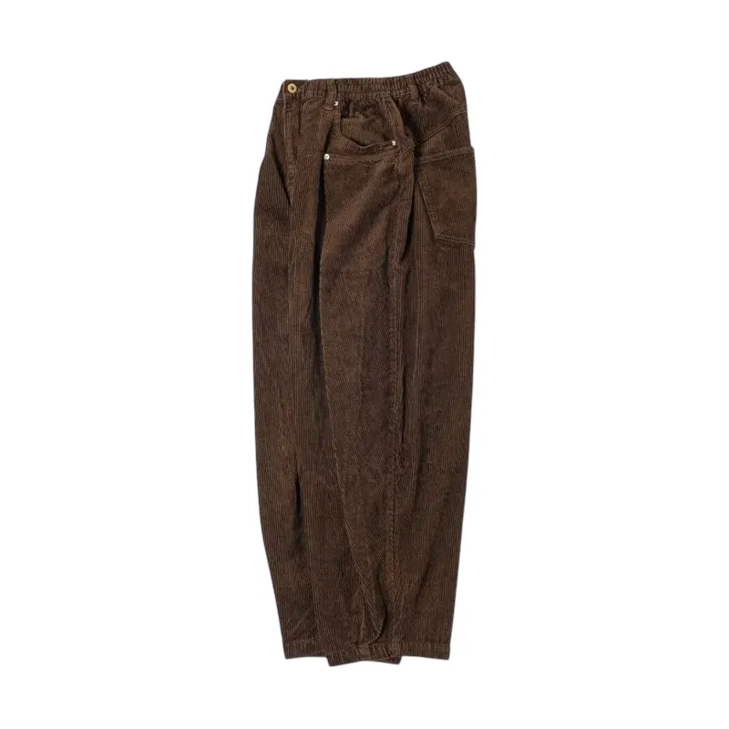 Wrap front corduroy elastic waist pant