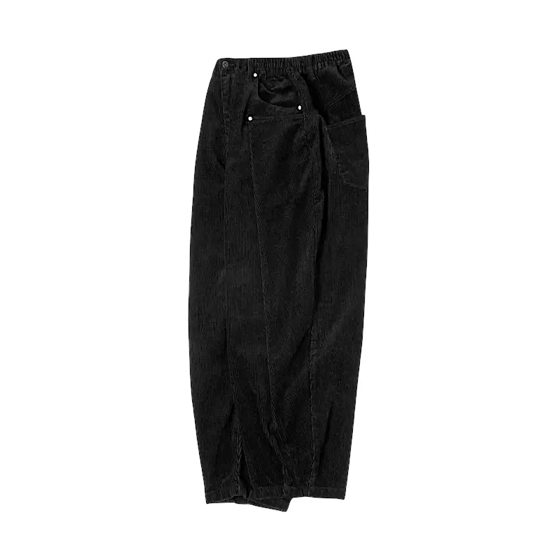 Wrap front corduroy elastic waist pant