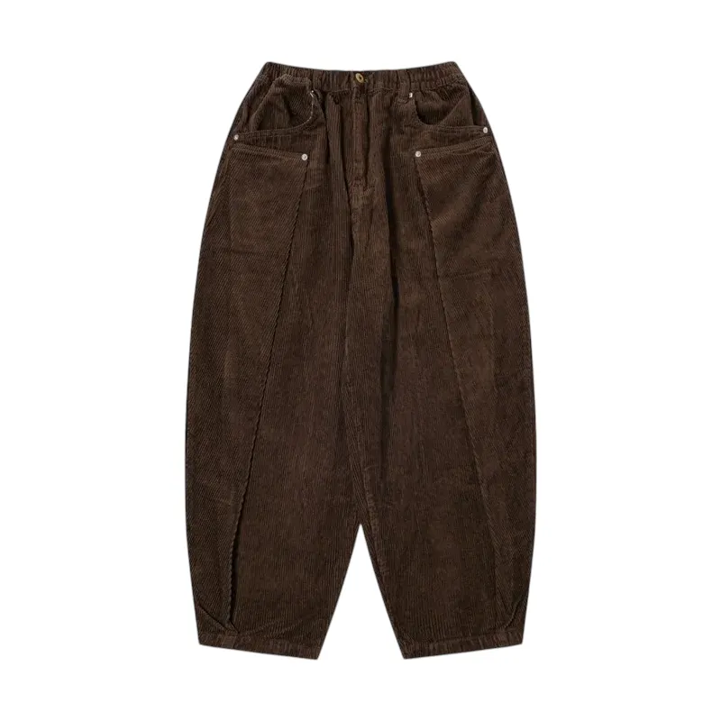 Wrap front corduroy elastic waist pant