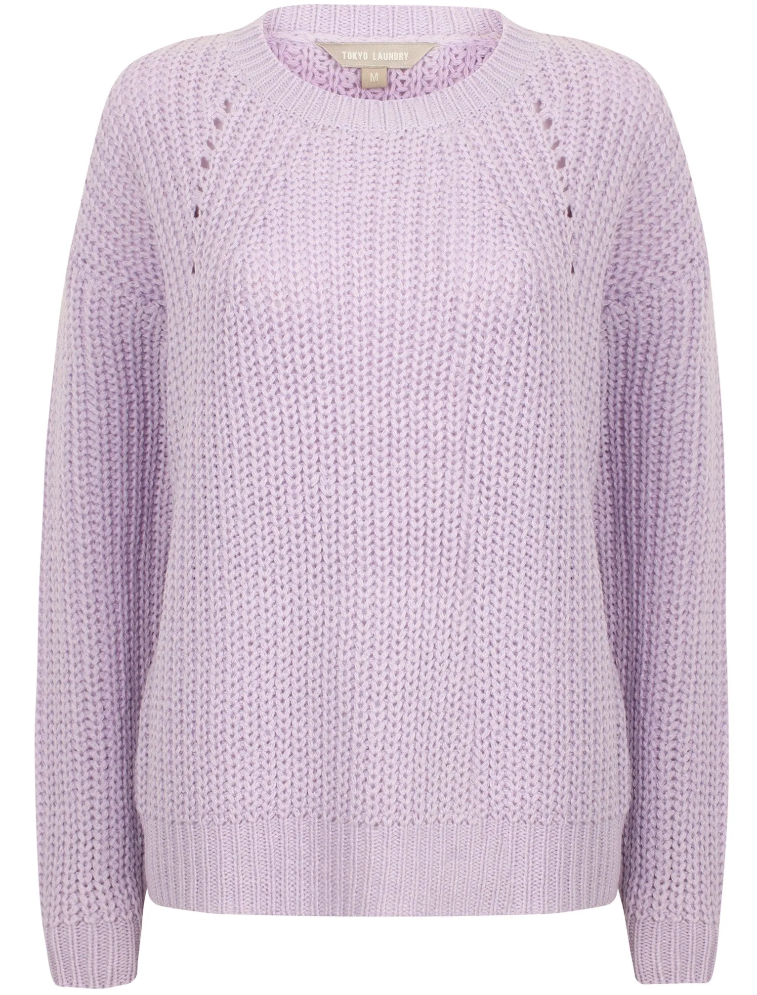 Zember Fisherman Knit Pointelle Jumper in Pastel Lilac - Tokyo Laundry