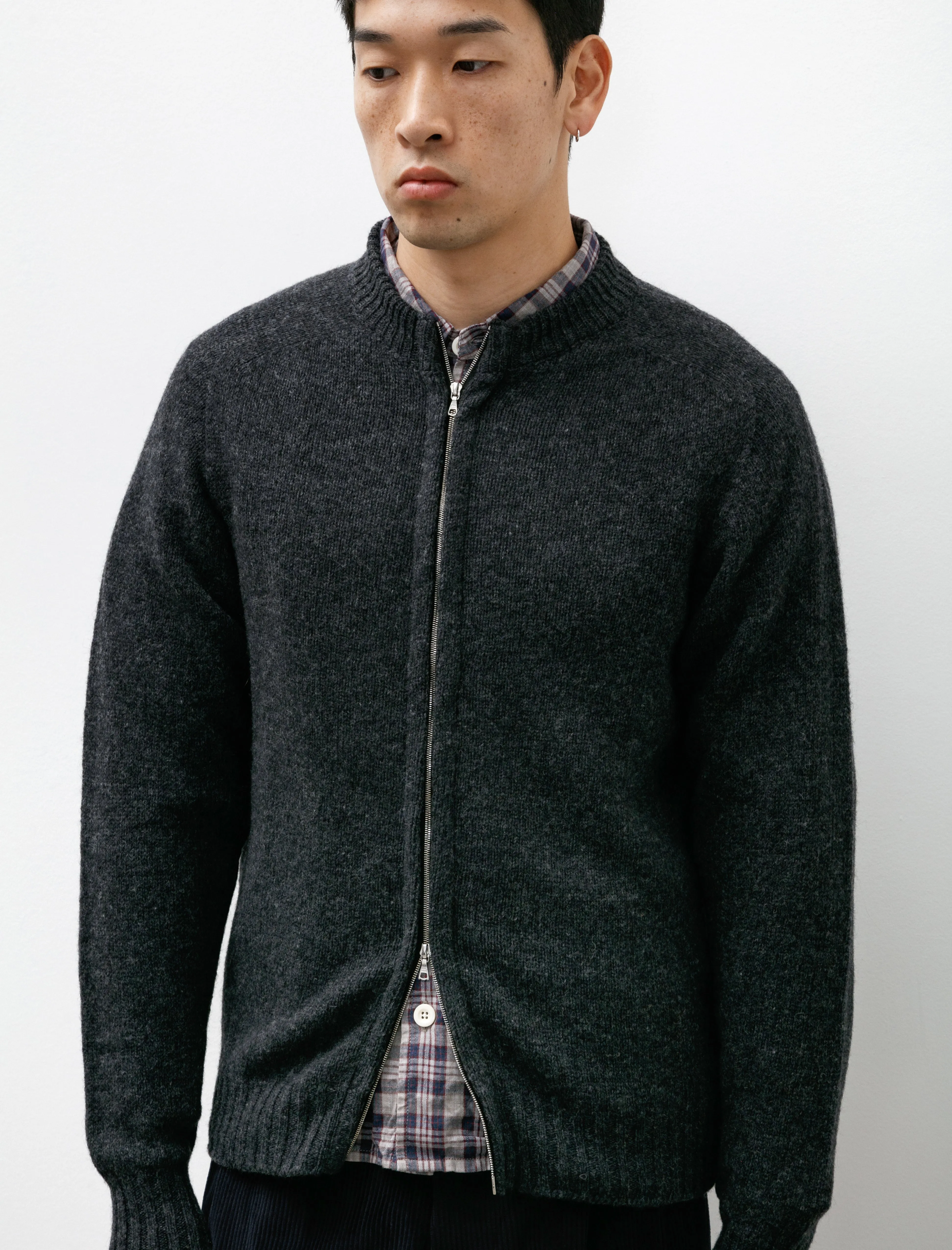 Zip-Through Shetland Knit Lambswool