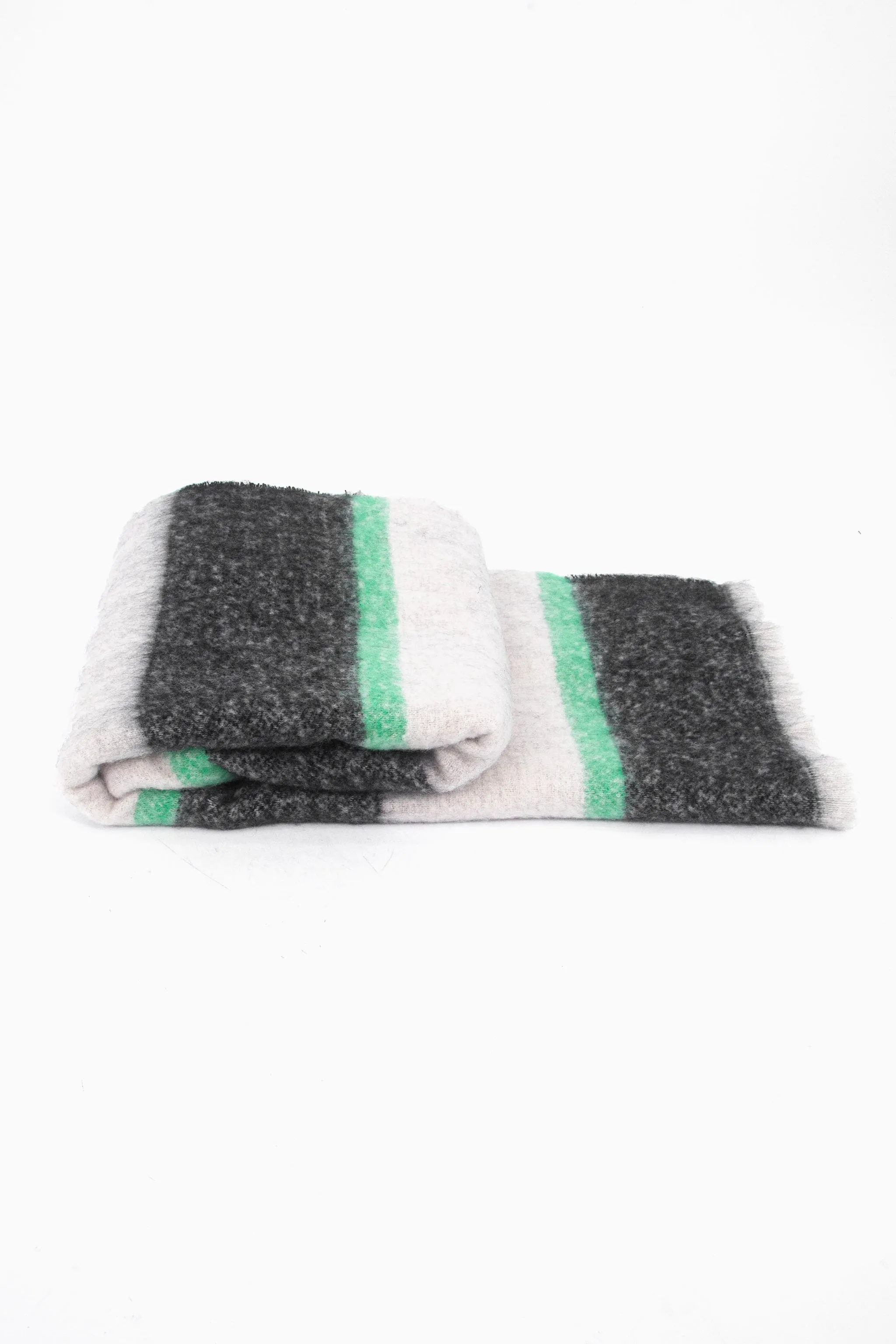 Zola Midweight scarf - Black/Mint, Block Stripe