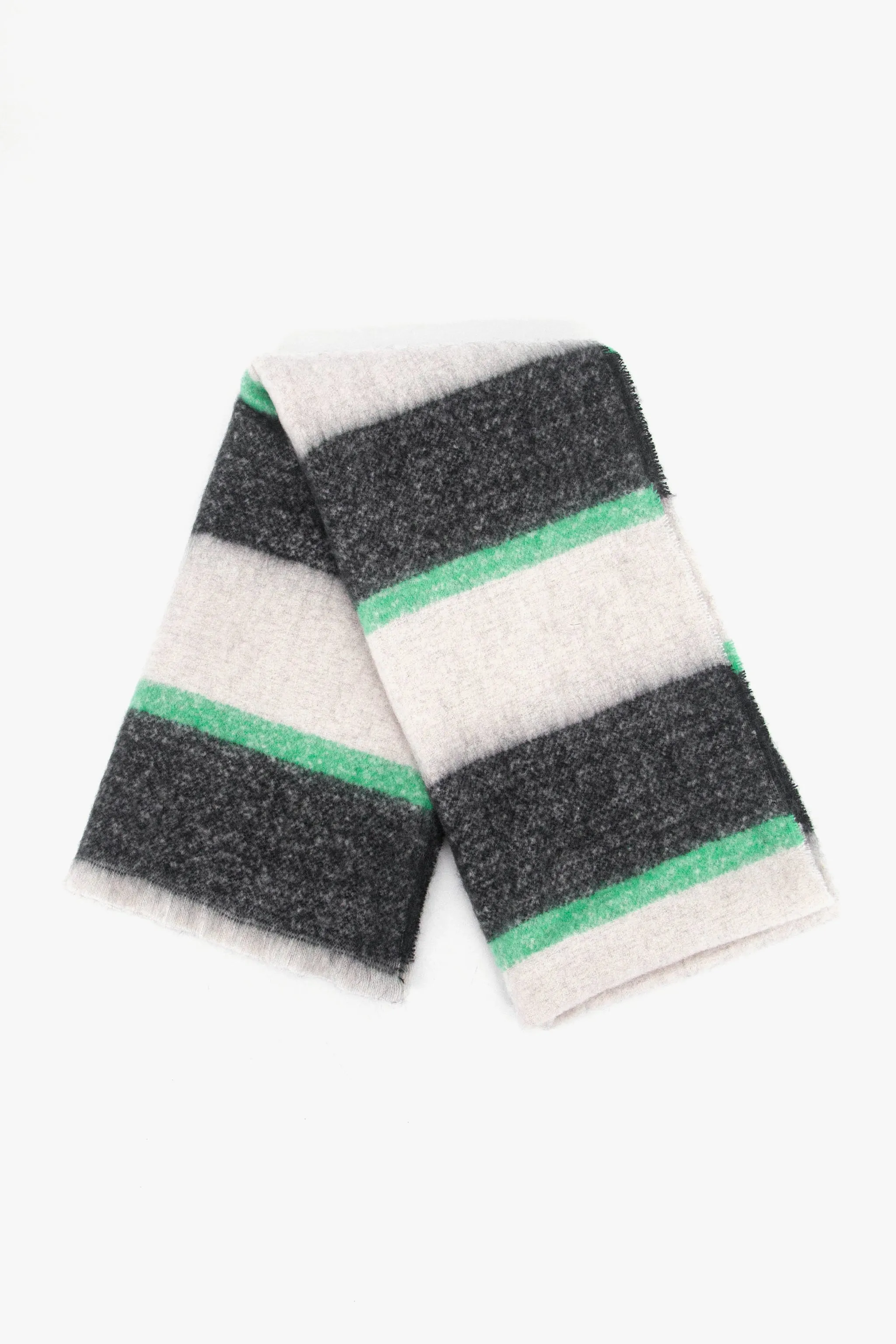 Zola Midweight scarf - Black/Mint, Block Stripe