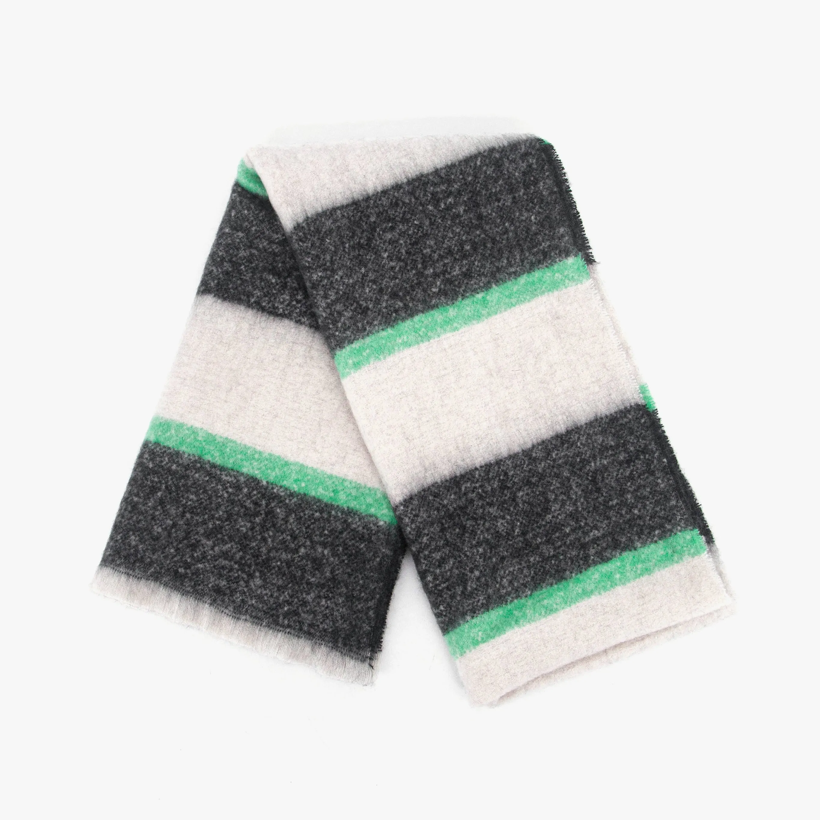 Zola Midweight scarf - Black/Mint, Block Stripe