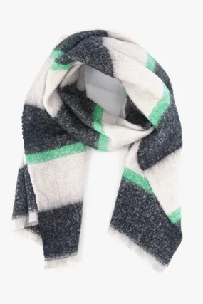 Zola Midweight scarf - Black/Mint, Block Stripe