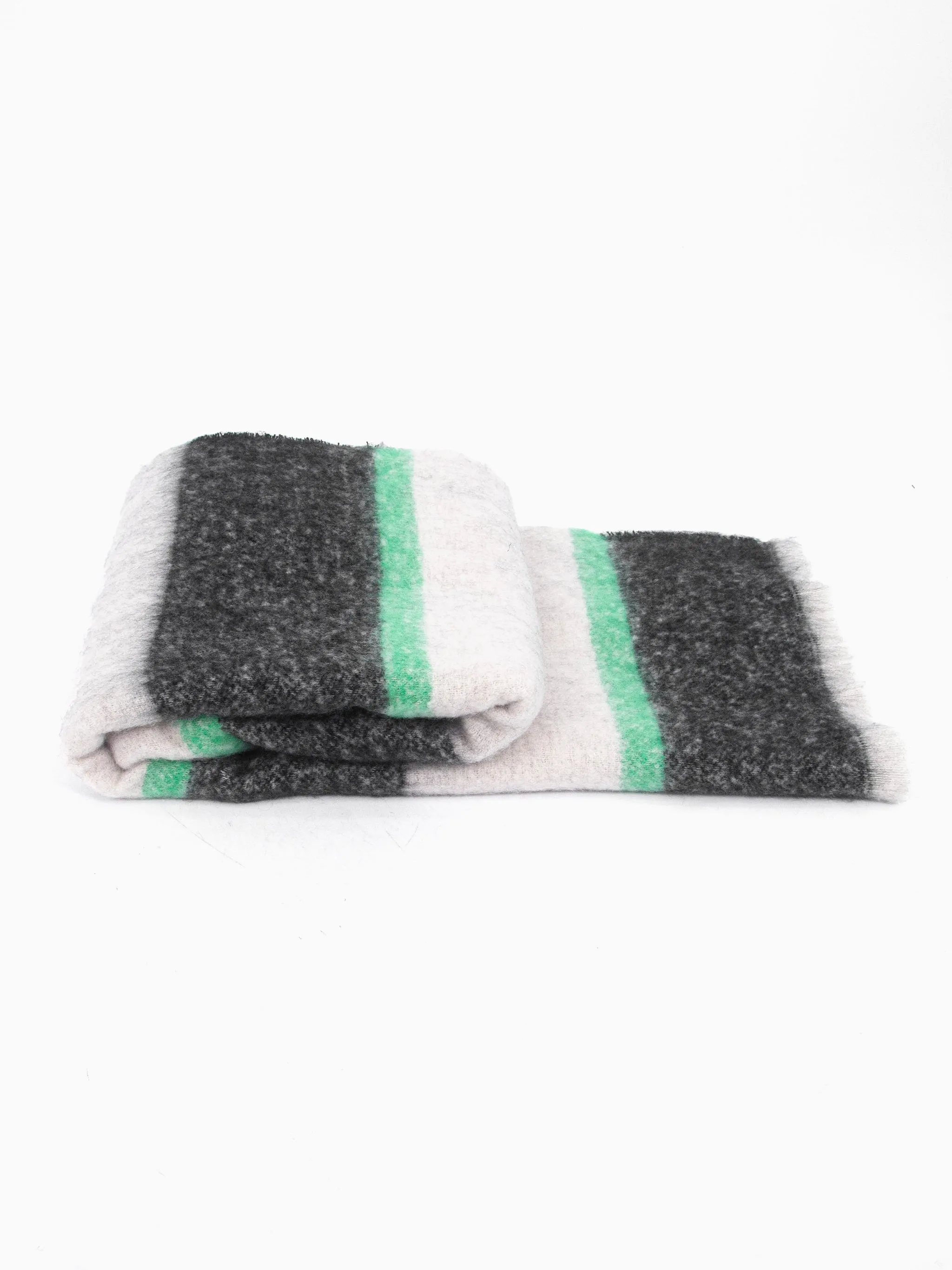 Zola Midweight scarf - Black/Mint, Block Stripe