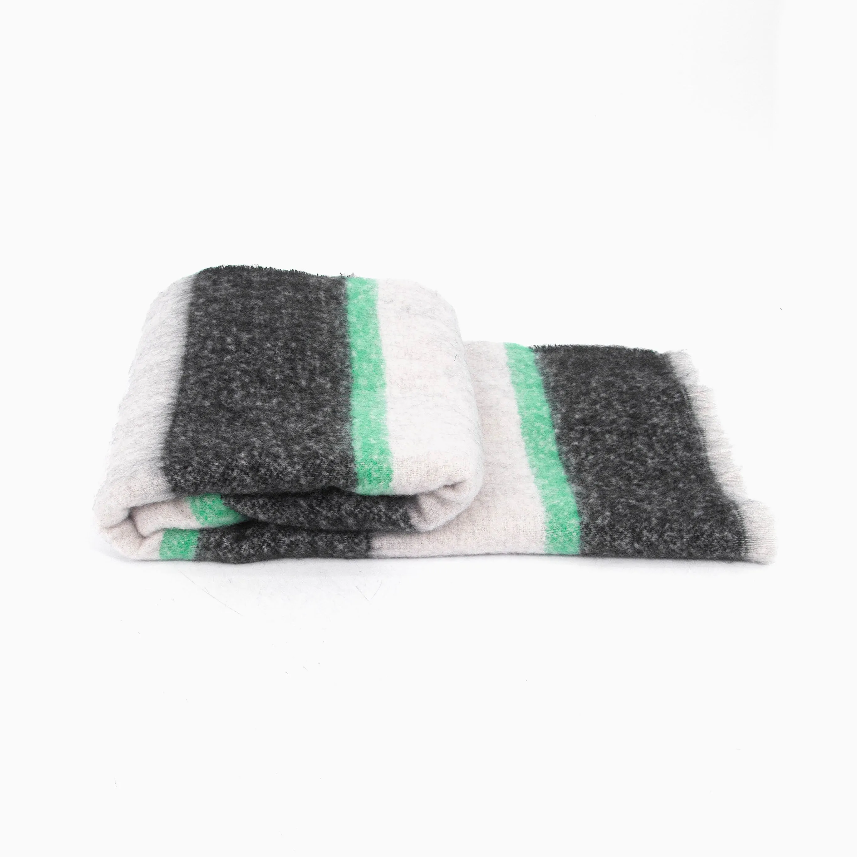 Zola Midweight scarf - Black/Mint, Block Stripe