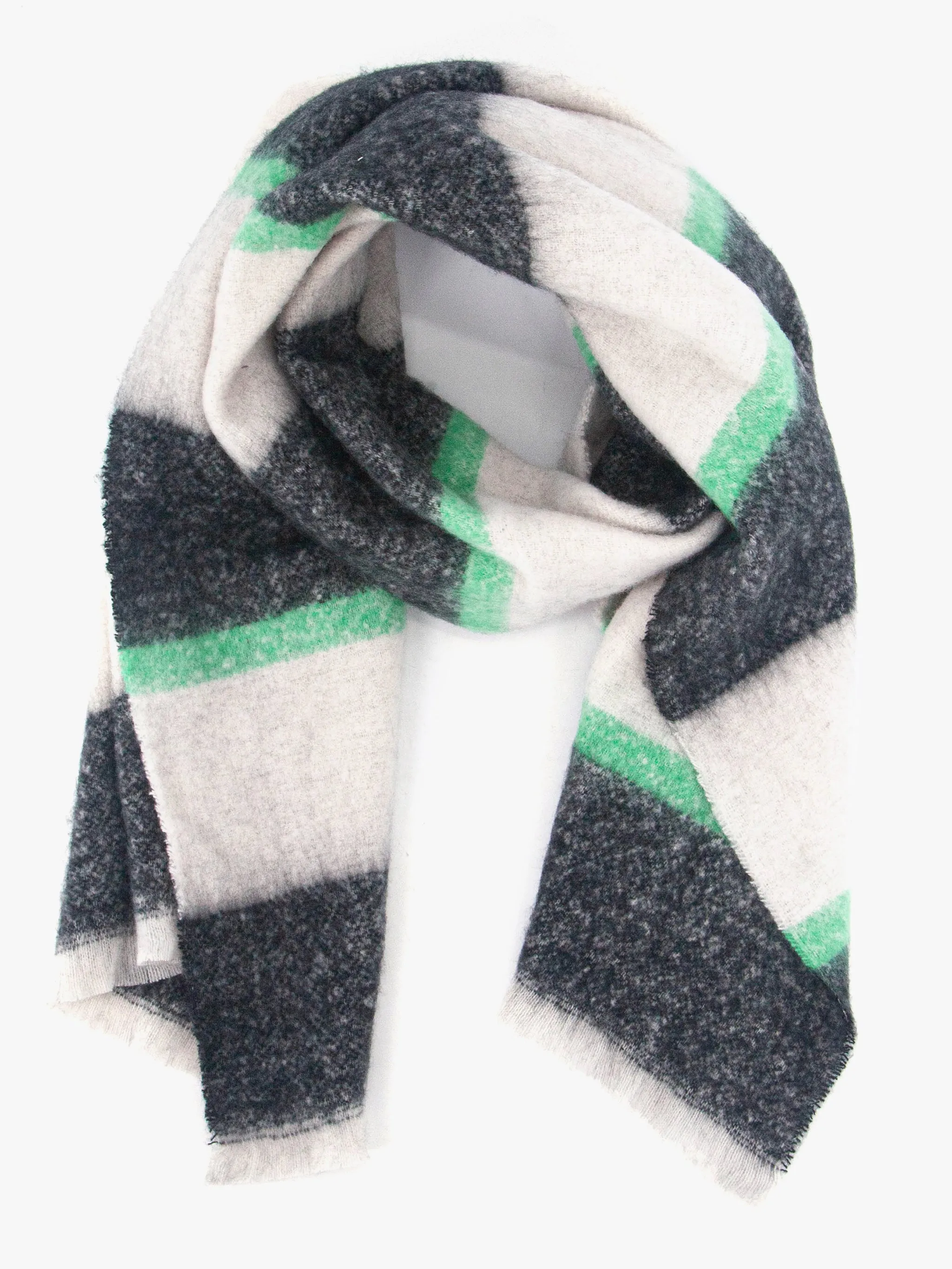 Zola Midweight scarf - Black/Mint, Block Stripe