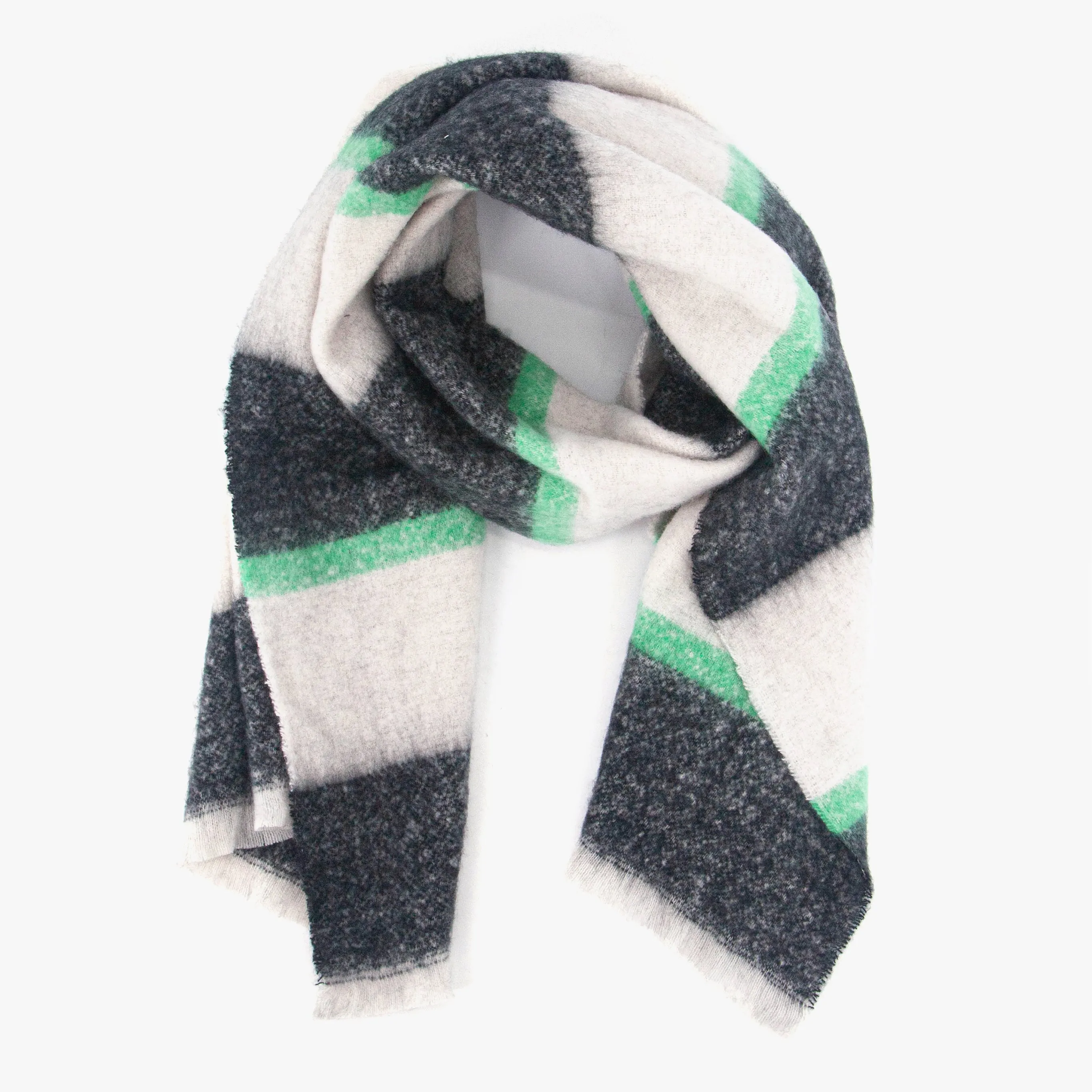 Zola Midweight scarf - Black/Mint, Block Stripe